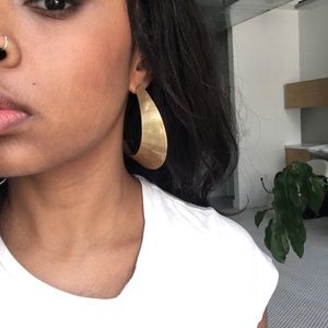 Crescent copper hoop earrings